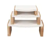 3Pcs Jewelry Display Stand White Soft PU Leather Assorted Size Elegant Necklace Display Holder for Home Store Counter