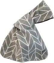 [Chezi] Women's Triangle Plaid Pattern Cotton Knot Bag Small Size Canvas Tote