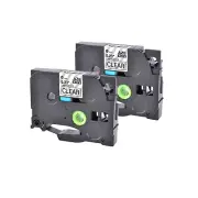 2PK Compatible For Brother P-Touch TZ111 TZe111 Black on Clear Label Tape 0.23"