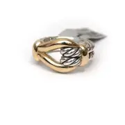 New DAVID YURMAN 13mm Ladies Thoroughbred Loop Ring Silver & 18K Gold Size 6.5