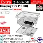 Grillz Fire Pit BBQ Grill Smoker Camping Outdoor Portable Collapsible Adjustable