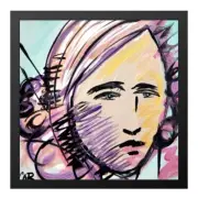 CORBELLIC EXPRESSIONISM 12X12 PROFILE LADY HANDMADE SIGNED COLORFUL ART PAINTING