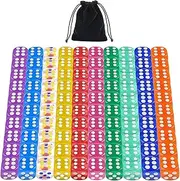 16MM 100 Pcs Game Dice Set,10 Transparent Colors 6 Sided Acrylic Dice Set,Rounded Edges Mulitcolor Dice for Dice Game,Math Teaching,Family Party,with 1 Dice Storage Bag