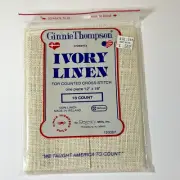Ginnie Thompson Ivory Linen Counted Cross Stitch 12" x 18" Made in Ireland