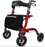 Henmnii Rollator Walker Lightweight Foldable All Terrain GMS-NHDR08X RED