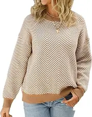 [Generic] Men's Women's V-Neck Zigzag Sweater - Casual Pullover with Contrasting Trim and Cuffed Sleeves