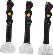 FUNOMOCYA Resin Traffic Light Toy Set Crosswalk Signal Decor Kid-friendly Compact Design