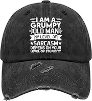 [Rogany] I Am A Grumpy Old Man My Level of Sarcasm Depens On Your Level of Hat Baseball Hat for Women AllBlack Trucker Hat