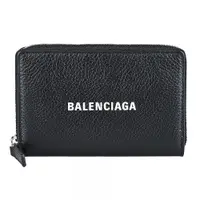 在飛比找蝦皮商城優惠-Balenciaga CASH白字LOGO牛皮3卡拉鍊零錢包