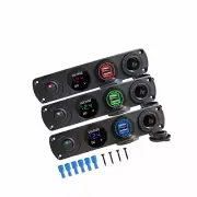 4 in1 Dual USB Charger Power Socket & LED Voltmeter Switch Panel Car Boat RV 1ng