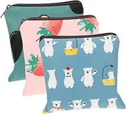 PACKOVE 3Pcs Compact Sanitary Holder Cartoon Period Pouch for Multi Purpose Storage for Sanitary Napkins Coins and Cards Chic Design for Privacy Protection