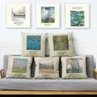 Nordic Style Claude Monet Abstract Impressionist Linen Pillow Case Cushion Cover