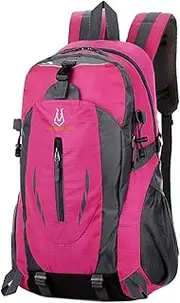 zolyet 40L Large Mountaineering Backpack Breathable Shoulders Bag for Men and Women Rose red