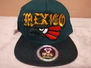 Men's Top Level Mexican Eagle Snapback Hat, New Black Green Red White N2-Mex