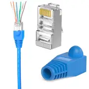 STP Shielded RJ45 Connector Plugs, 50PCS Cat6 Cat6A Pass through Connectors + 50