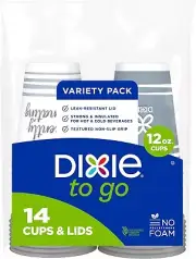 To Go Medium Paper Coffee Cups With Lids, 12 Oz, 14 Count Disposable