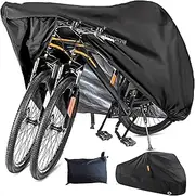 Bike Cover Outdoor Waterproof Bicycle Cover, Bike Cover for 1 or 2 Bikes, 210D Oxford Fabric with Lock Hole and Storage Bag, Windproof UV Sun Snow Dustproof for Mountain Road Bike Sport Bike
