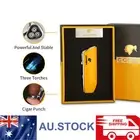 Triple Jet Flame Cigar Torch Lighters Metal Windproof Butane Refillable Gift Box