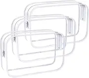 [Jotia] 3Pcs Clear Toiletry Bags, Clear Cosmetic Makeup Bag with Zippers, TSA Approved Travel Bag Clear Zippered Toiletry Carry Pouch Waterproof Clear PVC Bags Portable Travel Luggage Pouch (White, M)