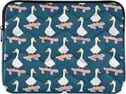 Laptop Sleeve Case Portable Electronic Device Cover Ducks Riding Skateboards Dark Blue Shockproof Protective Notebook Case