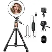 10" ring light with stand and phone holder, hqoon upgraded led selfie ringlight