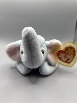 Ty 1995 Beanie Buddys Plush Peanut the Elephant Light Blue Stuffed Animal 15 in