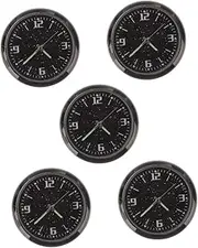 ULTECHNOVO 5pcs Car Clock Car Stick on Clock Autos Sturdy Clock Dash Car Mini Clock Clocks Auto Clock Auto Stick Cars Seconds Auto Mini Clock Compact Clock Office Clock Steel Black
