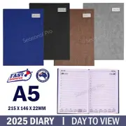 2025 A5 Planner Diary Day To View Woven Hard Cover Journal Office Black Planner