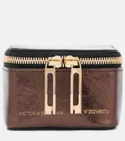 [Victoria Beckham] Victoria Beckham Micro metallic leather vanity bag One Size brown