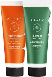 Arata Natural Damage Repair Duo For Women & Men With Hydrating Shampoo(75 Ml) & Conditioner(75 Ml) || All-Natural, Vegan & Cruelty-Free || Non-Toxic, Plant-Based Daily Damage Repair