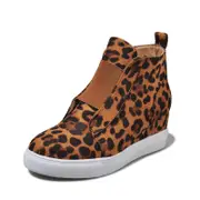 Catzon Wedge Sneakers for Women High Top Platform Ankle Boots-Leopard