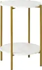 round Side Table Marbel Coffee Table Small End Table White and Gold