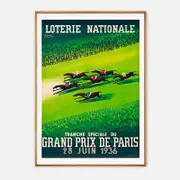 Galrie Vintage Horse Racing Art Print by Paul Colin Grand Prix de Paris 1936, Wood Frame, 50 x 70cm (20 x 28inch)