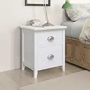 Nightstand 2 pcs with 2 Drawers White Bedroom Storage