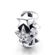 Silver plating Little Star To Star Beads Fit Women Bracelets Bangles Jewelry