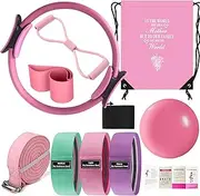 Nuplot Pilates Essentials Kit for Women - Better Yoga Pilates Kit for Home Workouts with Pilates Ring and Ball Set, Booty Bands, Figure 8 Resistance Band, Yoga Bands for Stretching