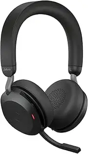 Jabra Evolve2 75 Wireless Stereo Headset + charger - Active Noise Cancelling USB C Stability Booster - UC Cert On Ear Bluetooth Headphones with Boom Mic - ClearVoice - Clear Work Calls 36hr Music Time
