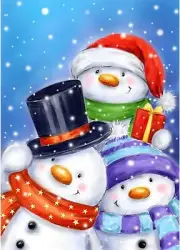 Christmas Snowmen Iron On Transfer For T-Shirt + Other Light & Dark Fabrics #37