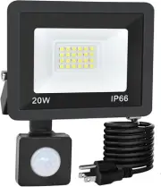 Motion Sensor Flood Light Outdoor, 20W Plug in Motion Sensor Light with 4.9Ft Co
