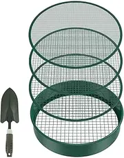 Misaakoeq Gardening Metal Sieve,Gardening Metal Sieve Compost Sand Sifter - Shovel Included Beginners and Professionals Planting Strainer for Friends, Neighbors
