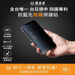 【藍光盾】iPhone15 Pro Max 抗藍光防窺螢幕玻璃保護貼(抗藍光防窺)