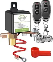 DZSSCY 12V 250A Remote Battery Disconnect Switch, Copper, Kill Switch, Plunger Actuator, Manual Operation, Negative Car Shutdown Switch