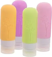 ASAKKURA 4 Pcs Refillable Silicone Travel Bottles Lightweight Leakproof Toiletries Containers for Shampoo Conditioner Lotion Portable Travel Accessories Zip Bag
