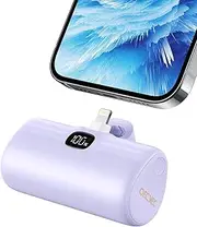 Qecvec Small Portable Charger, 5000mAh Mini Power Bank for iPhone, 20W Fast Charging Power Bank, Travel Essentials for Portable Charger Compatible with iPhone 14/14 Pro Max/13/13 Pro/12/11/XS-Purple