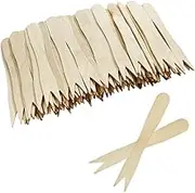 HAIKING Two Prongs Wooden Forks, 100 PCS Disposable Mini Dessert Forks for Household Party, Dining Decor, Tableware (85mm)