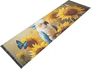 PDZRMY Washable Runner Rug Parrot Sunflower 2’ x 6’ Non-Slip Kitchen Runner Rug for Hallways Entryway Bedroom Living Room Carpet Runner- Soft Thin Mat for Family Pet