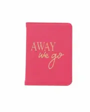 NEW MUD PIE "AWAY WE GO" FAUX LEATHER PASSPORT HOLDER PINK/GOLD
