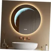 24'' Round Mirror with Light, Circle Mirror with Backlit & Round: 24" Frameless