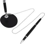 Parliky Business Counter Pen Holder Security Ink Pen Set Chain Beaded Chain Office Desk Stationery Holder