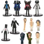 12pcs Skibi-Toilet Cool Character Action Figures - Deivil Toilet TV Boss Set